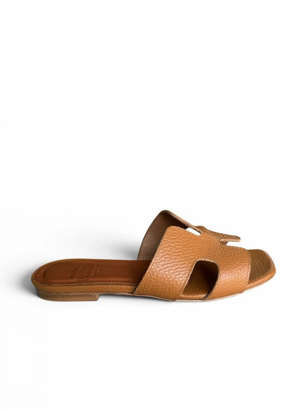 Oran Style Sandals Tan Leather Italian Slides by Moda Positanos - Picture 8 of 11